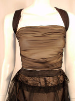 OSCAR DE LA RENTA 2003 Black Organza Ruffle Skirt & Wrap Top