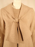 BILL BLASS 2 pc Oatmeal Wool Sheath Dress with Tie Front Coat