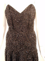 EAVIS & BROWN Black Hand Beaded Strapless Evening Gown