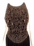 OSCAR DE LA RENTA Black Velvet Beaded Gown Halter Top Size 6