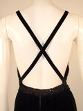 OSCAR DE LA RENTA Black Velvet Beaded Gown Halter Top Size 6