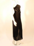 JACQUELINE DE RIBES Black Silk Chiffon Slip Dress with Caftan