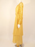 RETY Paris 1970s 2 pc Yellow Chiffon & Sequin Gown, Belt