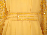 RETY Paris 1970s 2 pc Yellow Chiffon & Sequin Gown, Belt