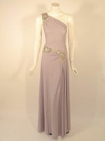 CUSTOM Lilac One-Shoulder Gown Hand Beaded Lace Detail