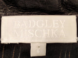 BADGLEY MISCHKA Black Chiffon Dress w/ Leather Belt
