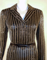 BADGLEY MISCHKA Black Chiffon Dress w/ Leather Belt