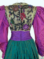 OSCAR DE LA RENTA  Green, Purple, Pink Gown with Beaded Bodice