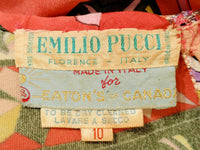 EMILIO PUCCI 1960s Vintage Coral Silk Jersey Print Dress