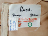AVERARDO BESSI Tan Silk Jersey Long Sleeve Dress with Border Print