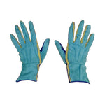 YVES SAINT LAURENT 1980s  Blue Green Suede Gloves