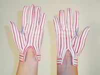 HERMES for Wear Right, Red and White Striped Gloves Size 6