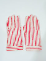 HERMES for Wear Right, Red and White Striped Gloves Size 6