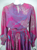 EMILIO PUCCI Fuchsia Print Silk Peasant Blouse and Wool skirt