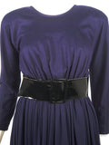 GEOFFREY BEENE Purple Wool Knit Dress and Wide Patent Belt