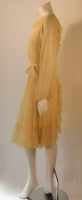 TRAVILLA 1970s Yellow Chiffon Cocktail Dress