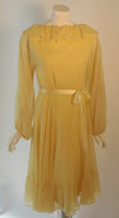 TRAVILLA 1970s Yellow Chiffon Cocktail Dress