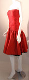 JILL RICHARDS 1980s Red Strapless Jersey Dress with Black Crinoline