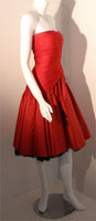 JILL RICHARDS 1980s Red Strapless Jersey Dress with Black Crinoline