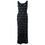 MISS RUTH Relief Beaded Stretch Wool Sequin Gown Size Small