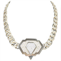 DIAMOND 14 Karat Yellow Gold Motif Link Necklace