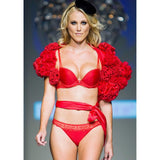 ELIZABETH MASON COUTURE Red Silk "Deconstructed Rose" Wrap