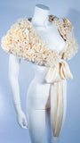ELIZABETH MASON COUTURE Made to Order Silk Ivory "Rose" Wrap