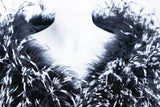 ELIZABETH MASON COUTURE,  Silk Black & White Feather Evening  Wrap