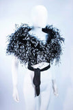 ELIZABETH MASON COUTURE,  Silk Black & White Feather Evening  Wrap