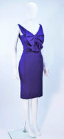 ELIZABETH MASON COUTURE Purple Silk Cocktail Dress with Bow