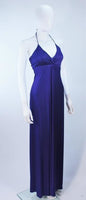 ELIZABETH MASON COUTURE Purple Silk Jersey Draped Halter Gown