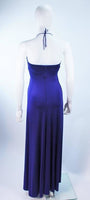 ELIZABETH MASON COUTURE Purple Silk Jersey Draped Halter Gown