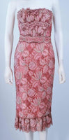 ELIZABETH MASON COUTURE Pink Metallic Lace Cocktail Dress