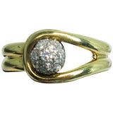 TIFFANY & CO. 18 Karat Yellow Gold Platinum and Diamond Ring