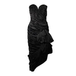 VICKY TIEL Black Silk Gown with Gathers and Large Bow Size 38