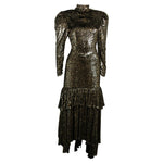 SONIA RYKIEL Black and Gold Metallic Gown Size Small