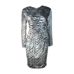 VICKY TIEL Black & Silver Burnout Velvet Cocktail Dress Size Small
