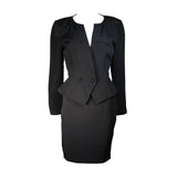 VICKY TIEL 3 pc Black Silk Skirt Suit with Lace Back Panel Size Small