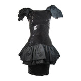 VICKY TIEL Black Sequin Bodice Cocktail Dress Size 38