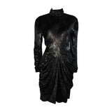 VICKY TIEL Black Metallic Velvet Cocktail Dress Size Small