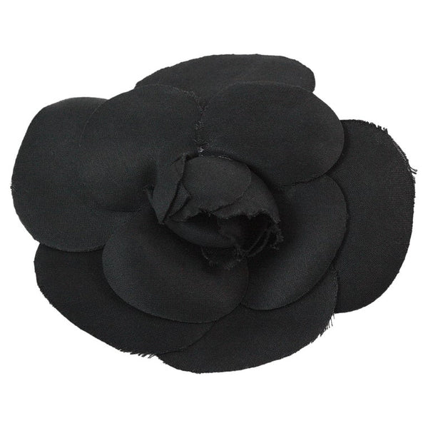 CHANEL Black Camellia Brooch