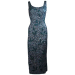 VINTAGE Circa 1960s Blue Beaded Gown, Sequins Size Small