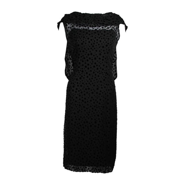 JEAN DESSES Black Chiffon & Velvet Cocktail Dress Size Small