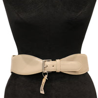 Alaia Gray Leather Belt W/ Gold Accents