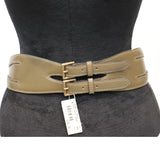 Alaia Olive Green Leather Belt W/ Gold Accents