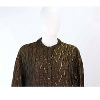 ARMANI Circa 1990s Bronze Olive Quilted Long Coat
