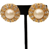 Arnold Scassi Faux Gold-tone Pearl & Rhinestone Earrings/Ring 1980s