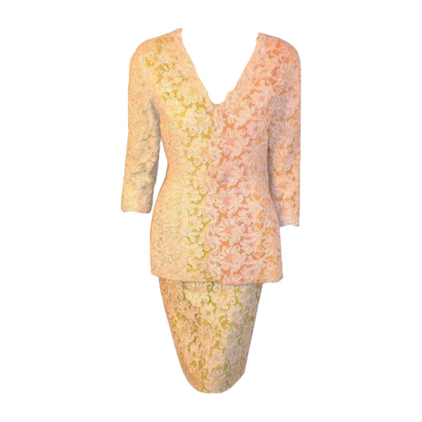 BOB MACKIE Circa 1980s Lace Embroidered Skirt Suit