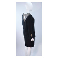 BOB MACKIE Black Skirt Suit Ensemble w/ Sheer Accents Size 6