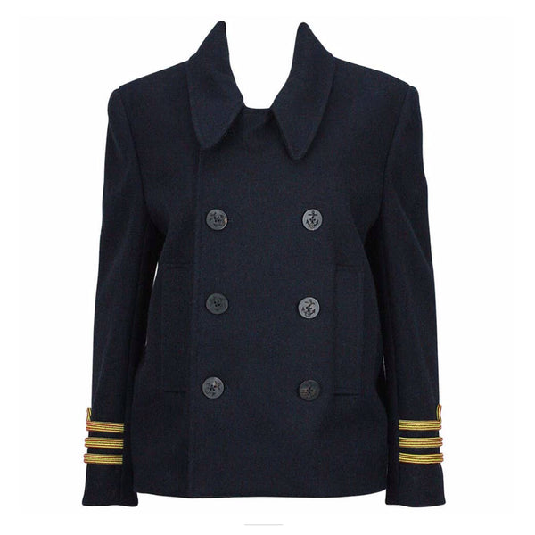 BALENCIAGA Navy Sailor Peacoat with Yellow Rope Trim